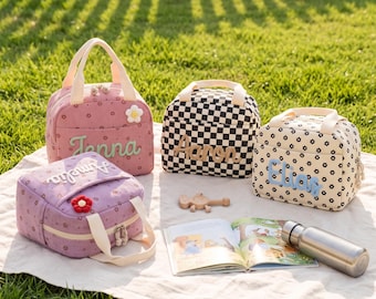 Bolsa de almuerzo infantil personalizada, bolsa de picnic, bolsa térmica para alimentos, lonchera infantil personalizada, bolsa de almuerzo infantil hecha a mano, regalo de regreso a clases