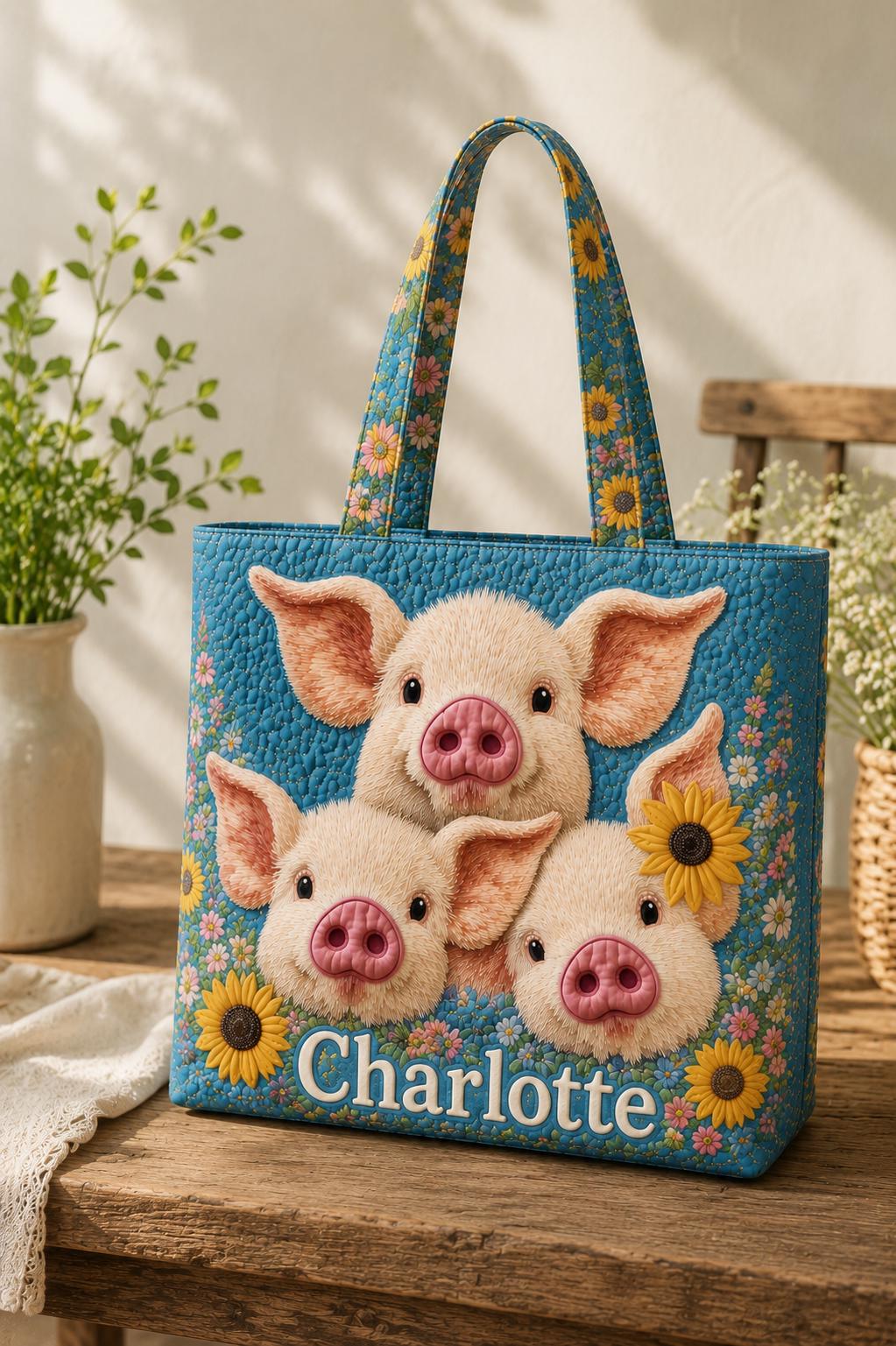Personalized Pig Tote Bag - Etsy