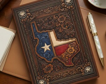 Texas 1845 Map Journal Notebook, Smooth Matte Laminated Western Gift