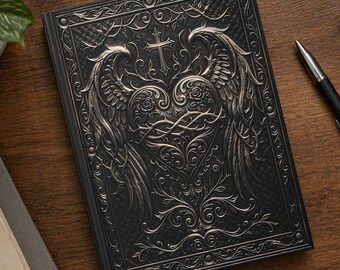 Gothic Winged Heart Journal | Smooth Matte Laminated Dark Academia Notebook |  Dark Romantic Keepsake