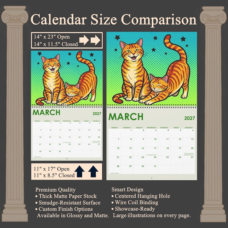 Pop Art Cats 2027 Wall Calendar, Comic Style Feline Art, Home Office ...