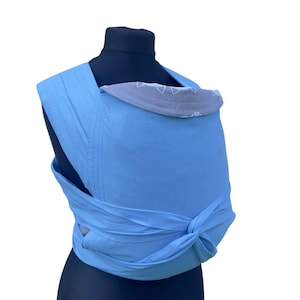 Handmade Mei-Tai Baby Carrier – Sky Blue Reversible Sling – Sweet Sleeping Foxes on the Other Side –  – Babywearing with Elegance