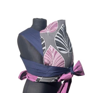 Handmade Mei Tai Baby Carrier – Lilac Bluebell Floral Reversible Sling – 100% Natural Cotton & Wool – Front or Back Carry – Eco-Friendly