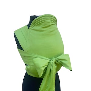 Handmade Mei Tai Baby Carrier – Bright Green Reversible Sling – 100% Natural Cotton & Wool – Eco-Friendly – Front or Back Carry