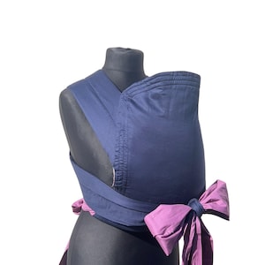Handmade Mei Tai Baby Carrier – Dark Blue Reversible Sling – 100% Natural Cotton & Wool – Front or Back Carry – Eco-Friendly