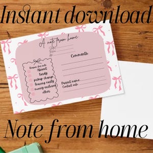 Printable “A Note from Home” | Editable 5x7 School Communication Note | Parent Teacher Absence Tardy Pickup Form | Instant Download