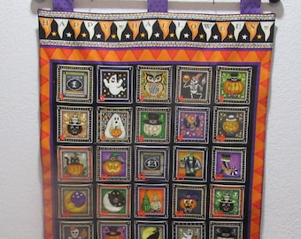 Halloween Countdown Calendar, w/painted rod, ready to hang - Ghosts, Goblins and Pumpkins - new 2024
