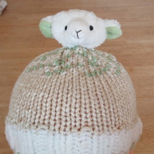 Childs Knitted Character Hat - Lamb Hat- Toddler Knit Cap