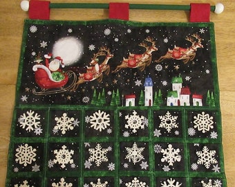 Custom Christmas Advent Calendar #091, w/painted rod, ready to hang - Snowflake a Day Countdown - OOP, limited qty.