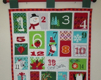 Christmas Advent Calendar #078, w/painted rod, ready to hang - Dear Santa with XL Pockets - OOP, limited qty.