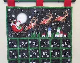 Christmas Advent Calendar #089, w/painted rod, ready to hang - Up on the roof top - OOP, limited qty