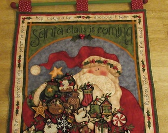Custom Christmas Advent Calendar #070, w/painted rod, ready to hang - Beaded Santa Clause is Coming