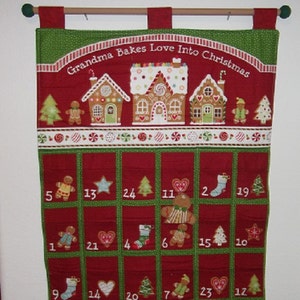 Christmas Advent Calendar #022, w/painted rod, ready to hang - Grandma's Love