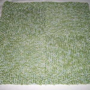 Hugs to Go Squares Baby Afghan Blanket Green and Blue image 2