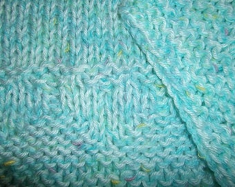 Hugs to Go Hearts Knitted Baby Afghan Blanket - Mint green/White