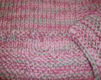 Hugs to Go Hearts Knitted Baby Afghan Blanket - Pink, Rose, Green