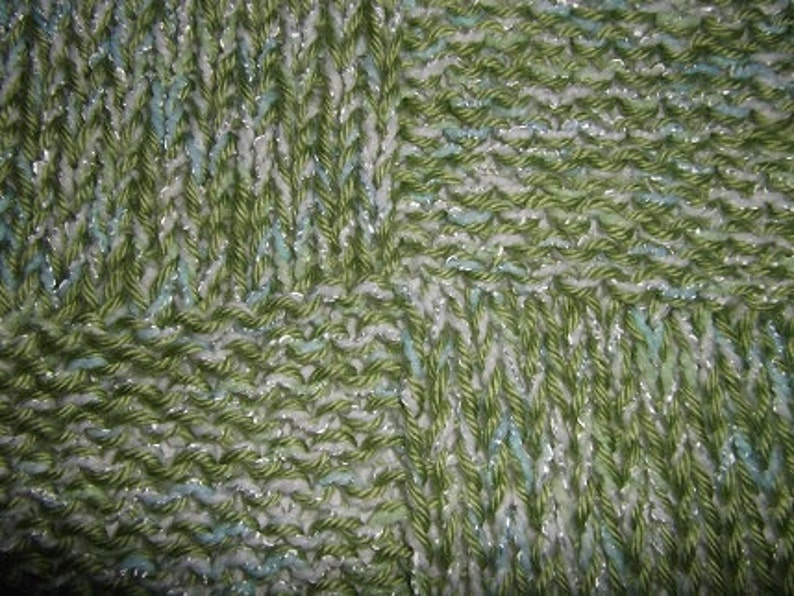 Hugs to Go Squares Baby Afghan Blanket Green and Blue image 3