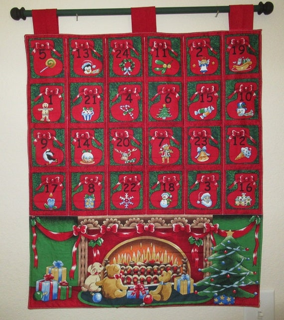Christmas Advent Calendar #072, W/painted Rod, Ready to Hang