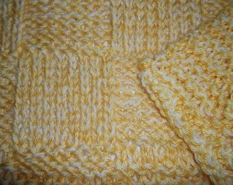 Hugs to Go Checkerboard Knitted Baby Afghan Blanket - Sunshine Yellow