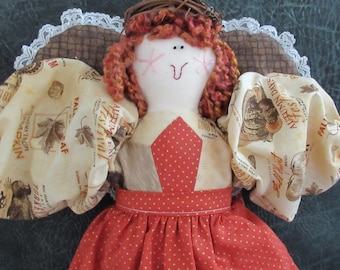 Soft Sculpture Doll - Quilted Angel - Pumpkin Patch Angel