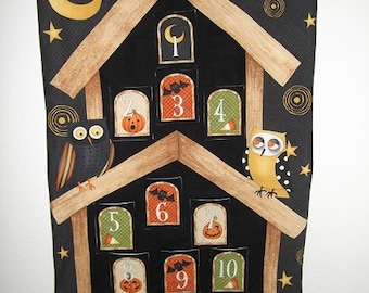 Halloween Countdown Calendar, w/painted rod, ready to hang - Owls on Watch