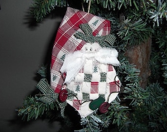 Christmas Ornament - Homespun Santa Set of 2