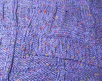 Teen to Adult Knitted Afghan Blanket - Purple Fiesta - Handmade