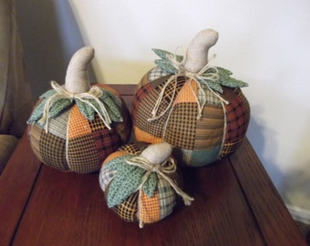 Fall Decoration - 3 Piece Fabric Pumpkin Set