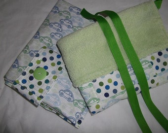 Infant Accessories - Infant Carrier Car Seat Cover and Blanket Set - Blue/Green Cars and Dots