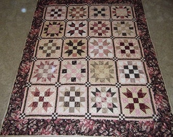 Strawberries and Chocolate Patchwork Quilt