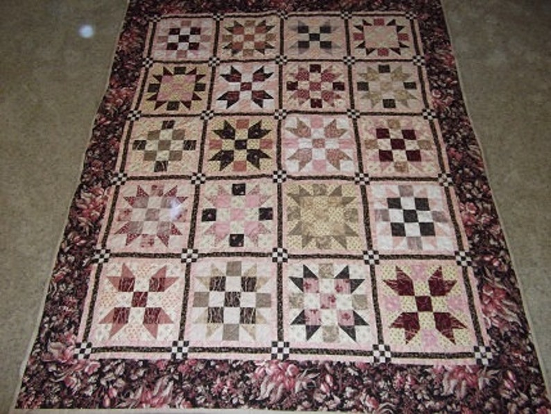 Strawberries and Chocolate Patchwork Quilt image 1