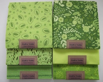 6 piece Fat Quarter selection - Fern Green