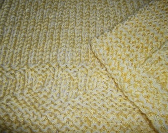 Hugs to Go Hearts Knitted Baby Afghan Blanket - Bright Yellow