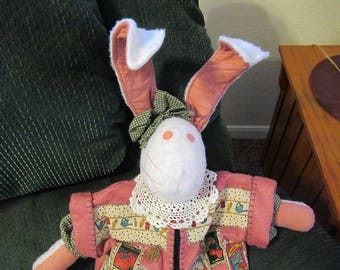 Soft Sculpture Bunny with Jacket - Garden Tools and Seed Packs