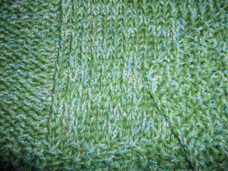Hugs to Go Squares Baby Afghan Blanket Green and Blue image 1