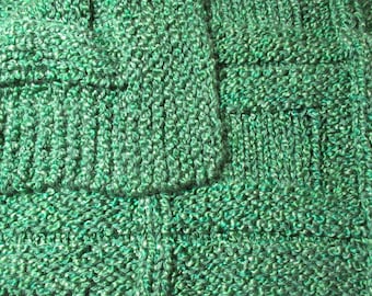 Teen to Adult Knitted Afghan Blanket - Forest of Emerald Green - Handmade