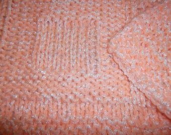 Baby to Toddler Knitted Afghan Blanket - Orange Sparkle