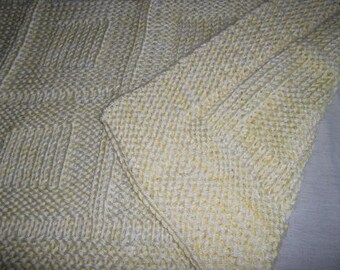 Baby to Toddler Knitted Afghan Blanket - Yellow and White