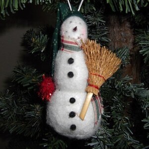 Christmas Ornament - Snowman with Broom - set of 2