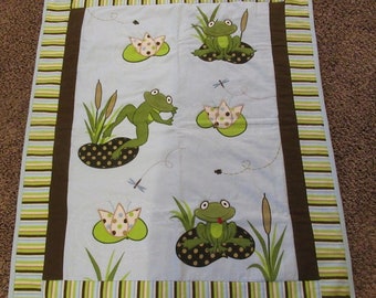 Baby Quilt - Green Frogs and Lily Pads