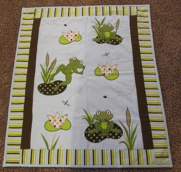 Baby Quilt - Green Frogs and Lily Pads