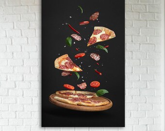 Pizza Wall Art for Kitchen Decor– Fast Food Wall Print on Tmpered Glass For Restaurant Decor | Gift for Foodies and Chefs | Italian Food Art