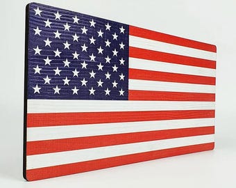 Letrero de pared de madera con la bandera estadounidense: decoración de pared con la bandera de EE. UU., decoración patriótica para la oficina o el hogar, decoración del 4 de julio