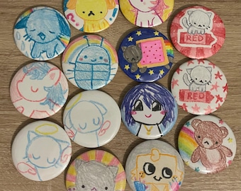 June 2026 - Hand drawn Button Pins :)
