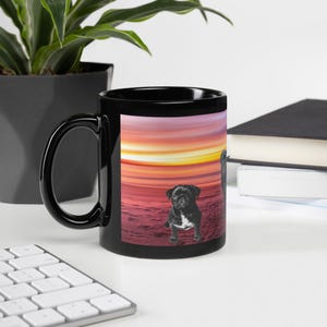 Pugs Sunset Black Glossy Mug
