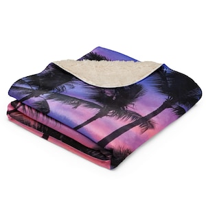 Pug Purple Sunset Sherpa blanket