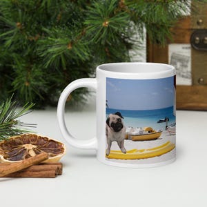 Pug brothers on beach mug