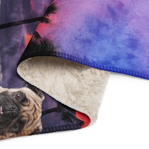 Pug Purple Sunset Sherpa blanket