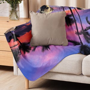 Pug Purple Sunset Sherpa blanket