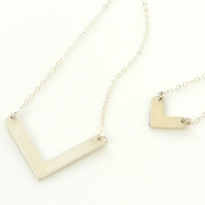 Silver Chevron Necklace, Tiny or Large V shaped Necklace, Layering Necklace, Chevron Pendant, Everday Dainty Necklace, Geometric Jewelry